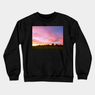 Golden sunset at Cabbage Hill with airplane in skies Crewneck Sweatshirt